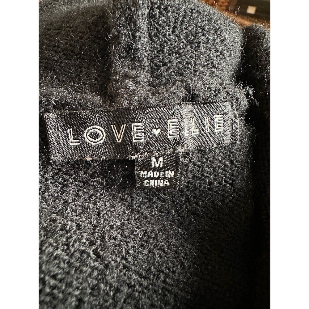 Love Ellie Sweater Womens Size M Black Hooded Pullover Long Sleeve - Picture 3 of 6